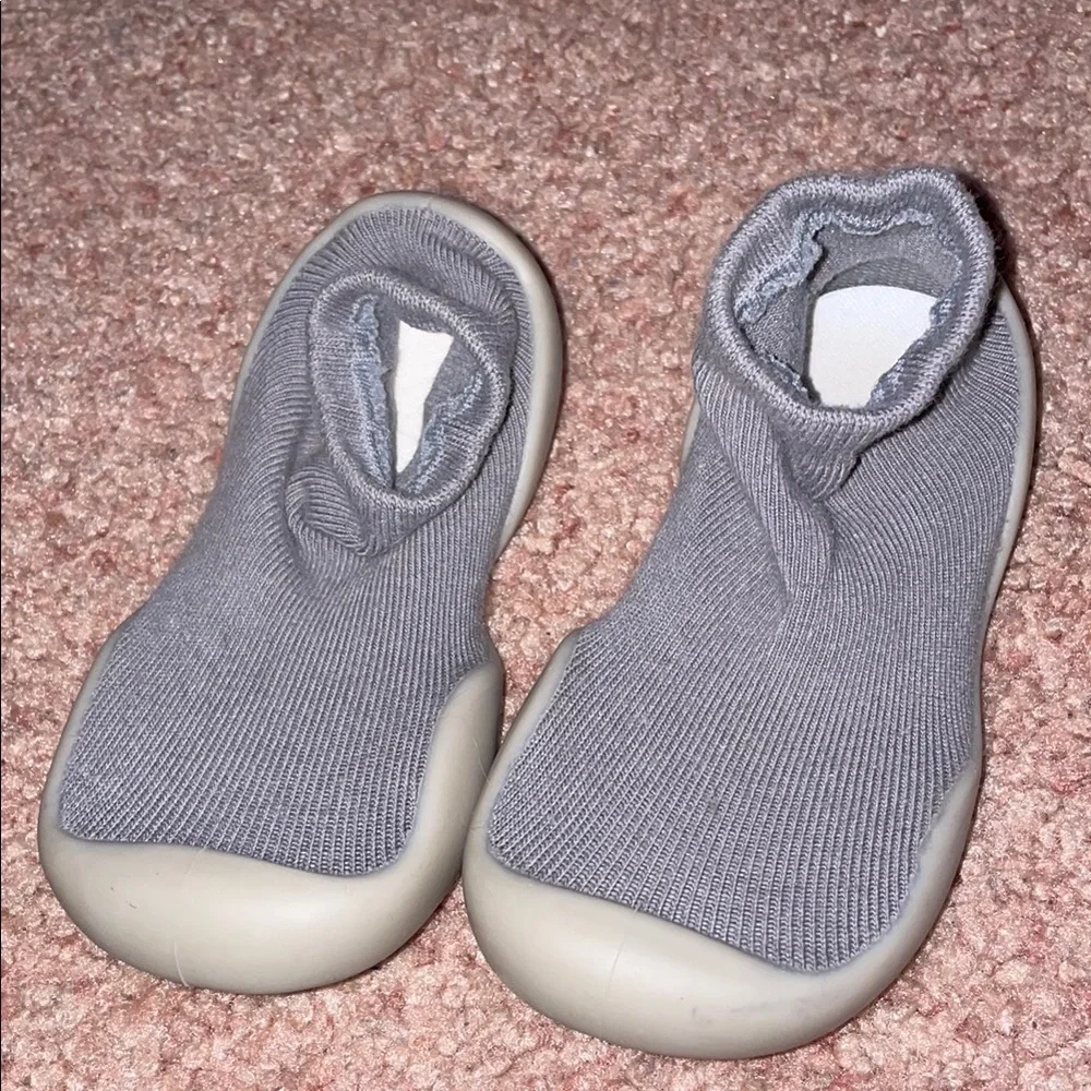 Kids Black and Gray Slip-On Shoes